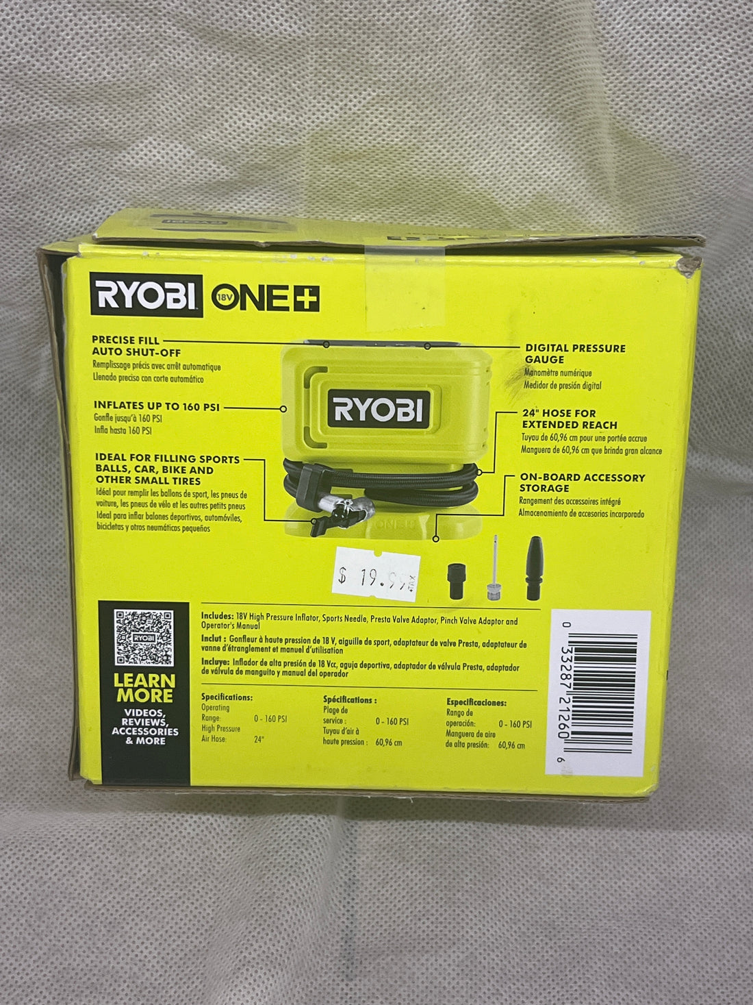 Ryobi One 18v High Pressure Digital Inflator